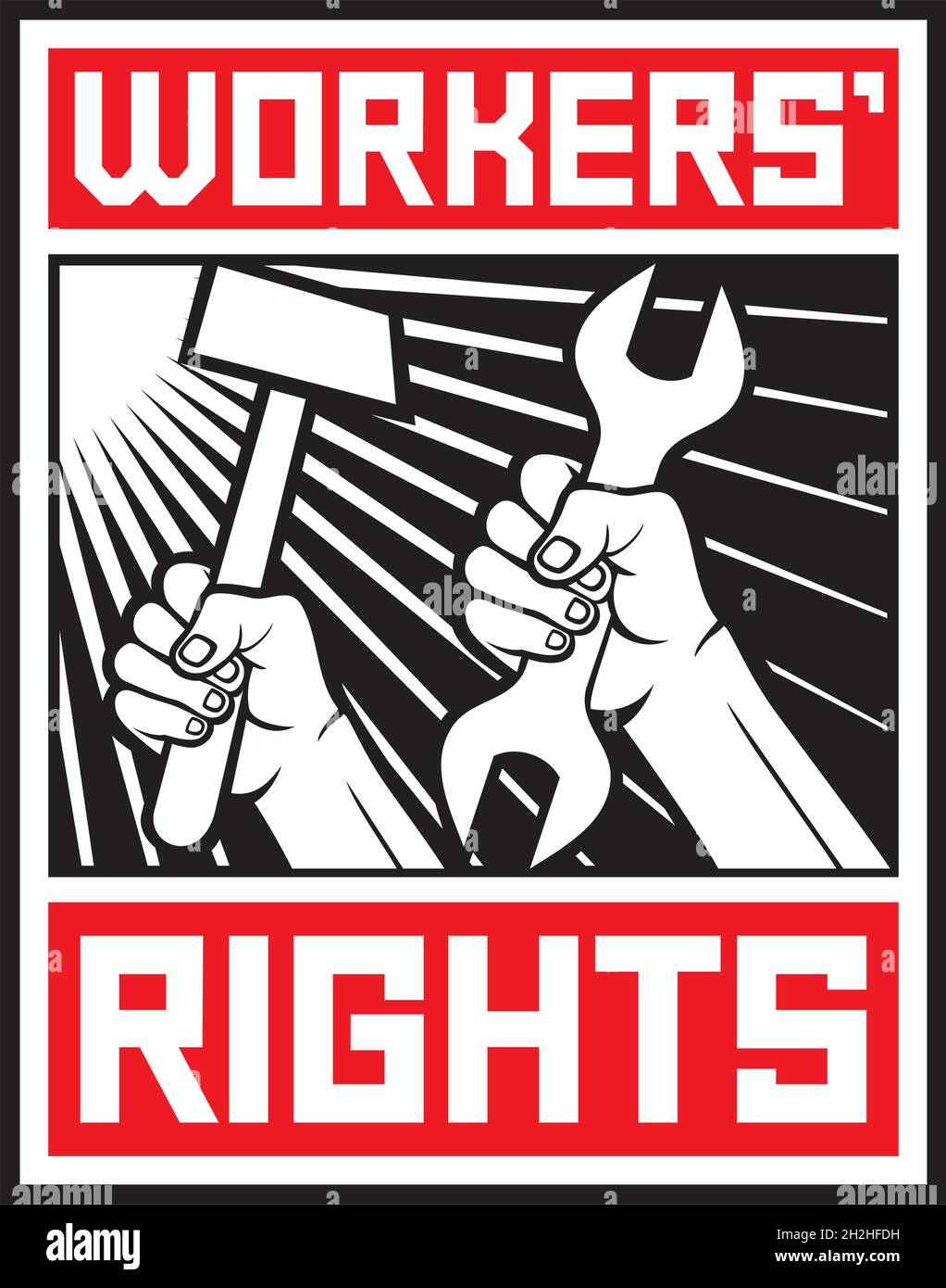 Worker`s rights poster vector illustration Stock Vector
